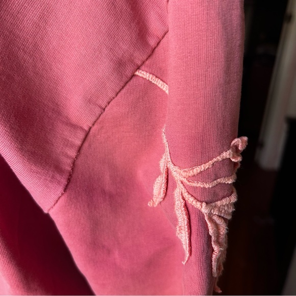 Anthropologie Fern and Floral Appliqué Embroidered Pink Crewneck Sweatshirt M - Picture 7 of 10